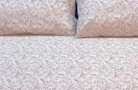 Grey Leaf Bed Sheet Set King Size 100 Cotton Botanical Comfy Bedding by ABJHome