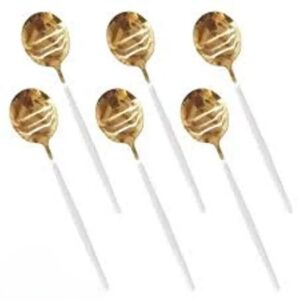 White+Gold Fancy 6 Piece Soup Spoons Set