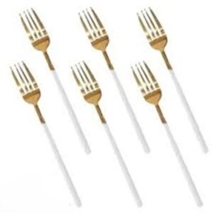White+Gold Fancy 6-Piece Table Fork Set
