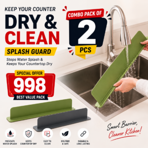 2PCS Silicone Sink Splash Guard 35cm Anti-Splash Faucet Guard with Suction