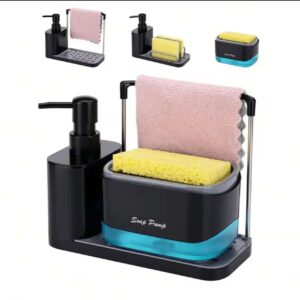 Multi-Functional Kitchen Soap Dispenser Sponge and Dishcloth Holders Tray