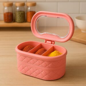 3 Portion Spice Jar with Spoons (Mix/Random colour)