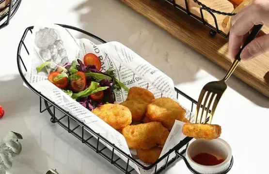 Snack Buckets Serving Platter – Iron Basket Restaurant Style Fry & Snack Serving Stand