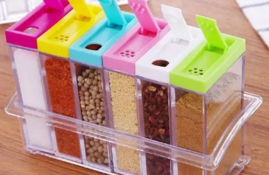 Transparent Spice Jar Colorful Lid Seasoning Box Set of 6pcs - Image 2