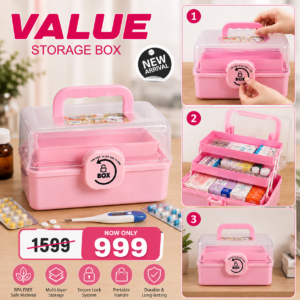 Multi-Purpose Value Storage Box - Stackable Organizer for Home & Office