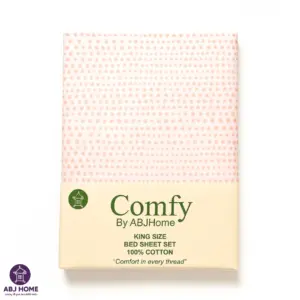 Blush Dots Cotton King Size Bedsheet by ABJ Home Comfy collection in white with coral pink polka dot pattern, 100% cotton bed sheet set