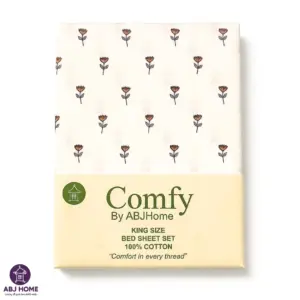 Meadow Whisper cotton bedsheet king size set with floral pattern by Comfy ABJ Home