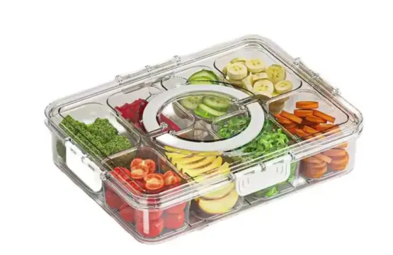 Nova Box 8 Compartment Serving Tray with Handle Lid - Image 5