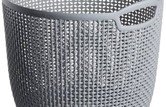 34L Large Plastic Laundry Basket | Grey Perforated Ventilated Hamper with Built-In Handles - Image 2