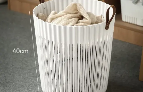 Laundry Hamper Basket with Leather Handle | 36x40cm - Image 5