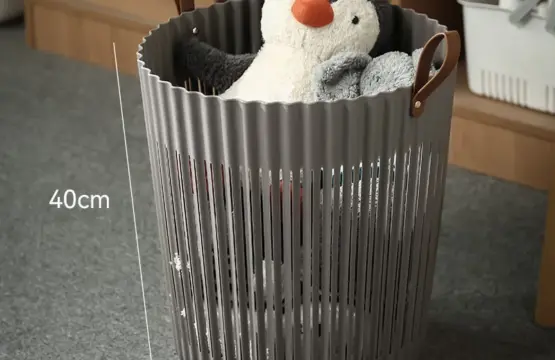 Laundry Hamper Basket with Leather Handle | 36x40cm - Image 6