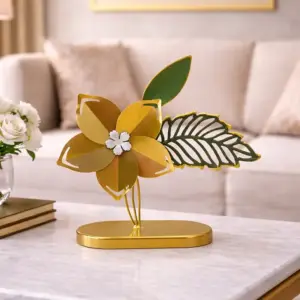 Artisanal Metal Flower Table Motif