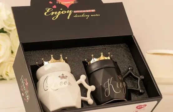Couple Mugs Gift Set King & Queen Crowns