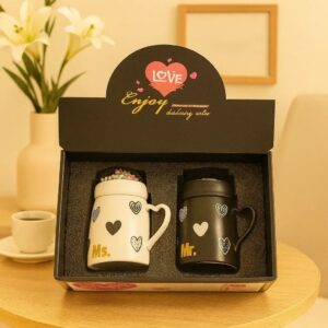 Couple Mugs Gift Set Mr & Ms Hearts Design
