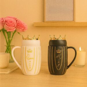 Couple Mugs with Crowns King & Queen Set
