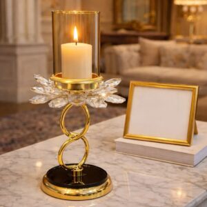 Crystal Petal & Infinity Loop Metal Candle Stand
