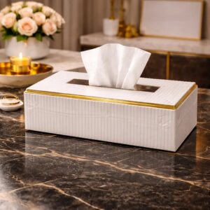 Fluted Elegance Wooden Tissue Box