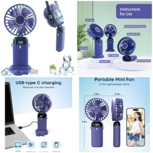 Digital Foldable 5 Speed Rechargeable Fan Phone Stand With Display Screen