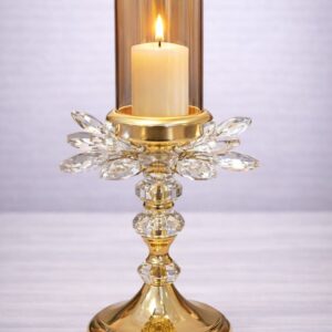 Imperial Glass & Crystal Petal Metal Candle Stand