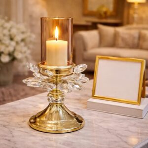 Imperial Glass & Crystal Petal Metal Candle Stand