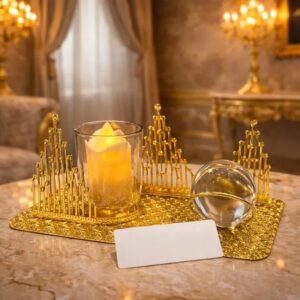 Luxury Metal Golden Candle Stand with Crystal Ball