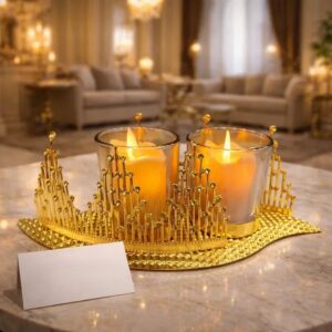 Luxury Metal Golden Candle Stand Elegant Table Decor