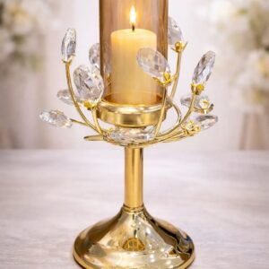 Metal Crystal Glass Candle Stand
