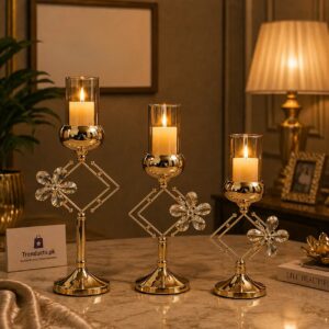 3 Piece Metal Candle Stand Set