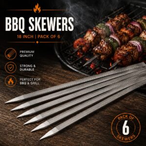 BBQ Skewers Set 6pcs Flat Pack (18 Inch)