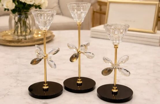 Blooming Crystal Candle Stand – 3 Piece Luxury Set