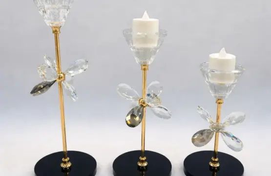 Blooming Crystal Candle Stand – 3 Piece Luxury Set - Image 2