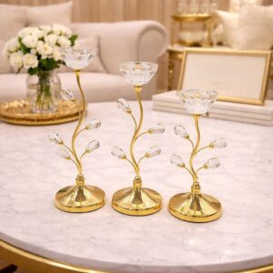 Crystal Bud Enchanted Vine Candle Stand 3 Piece Luxury Set