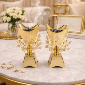 Luxury Crystal-Accented Metal Incense Burner