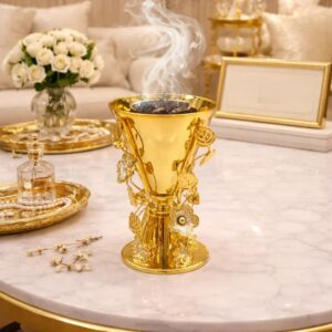 Luxury Golden Floral Metal Incense Burner
