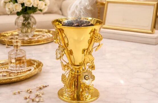 Luxury Golden Floral Metal Incense Burner