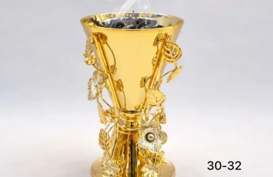 Luxury Golden Floral Metal Incense Burner - Image 2