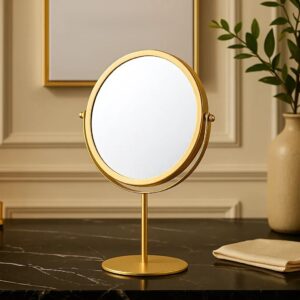 Luxury Golden Stand Round Metal Mirror