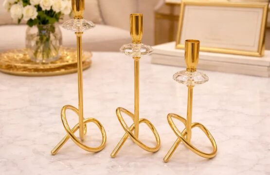 Modern Infinity Loop Metal Candle Stand – 3 Piece Luxury Set