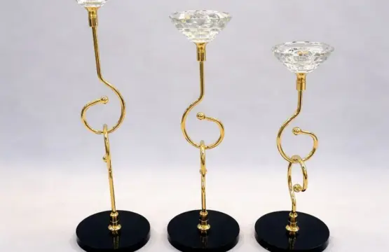 Modern Swirl Crystal 3 Piece Luxury Candle Stand - Image 2